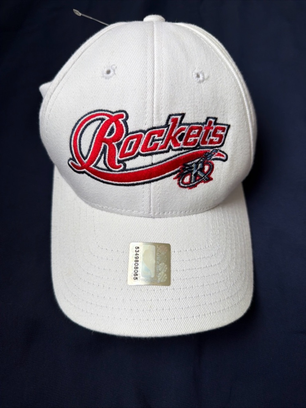 Houston Rockets NBA Hat Pro Player White Script Logo Cap New With Sticker Vtg